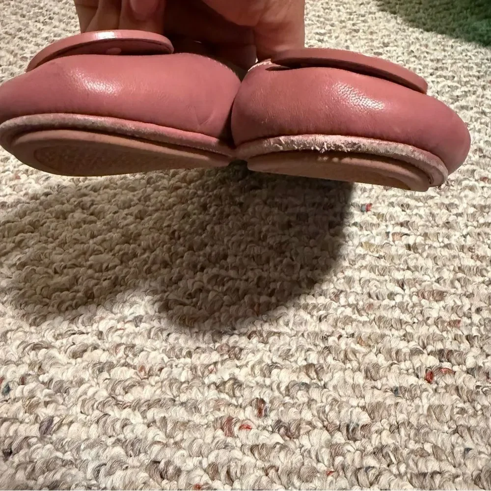 Tory Burch Minnie Travel Ballet with Leather Logo in Rosa- Size 9.5